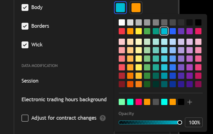 choose what candle colors you want in the color input panel