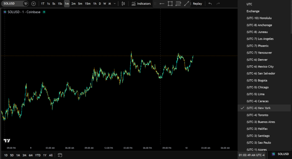 timezone menu with new york selected