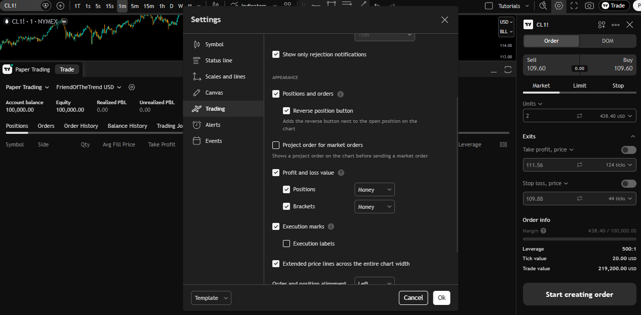 click the nut icon in the top right and then click the trading tab in the settings panel and adjust your trading chart visuals